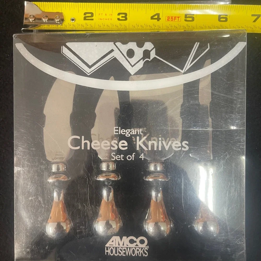 Stainless Steel 4pc Cheese Knives Set Weighted Chrome Handles NIB Gourmet Party